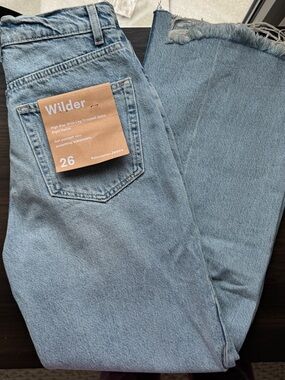 BRAND NEW! Reformation High-Rise Wide Leg Cropped Jeans - Light Blue